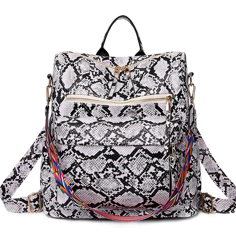 Retro Large Backpack Women PU Leather