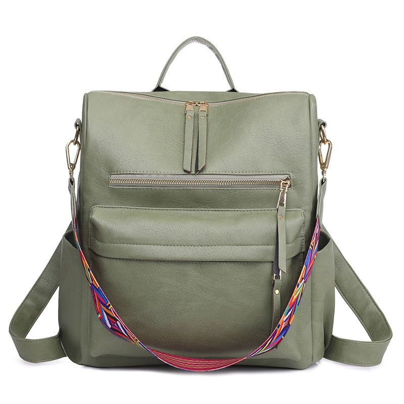 Retro Large Backpack Women PU Leather