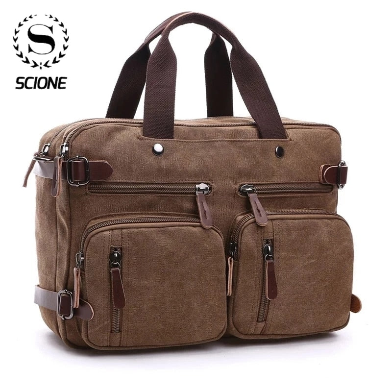 Scione Leather Briefcase Travel Suitcase