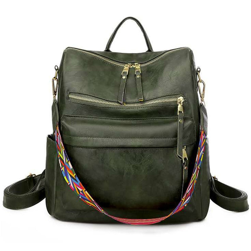 Retro Large Backpack Women PU Leather