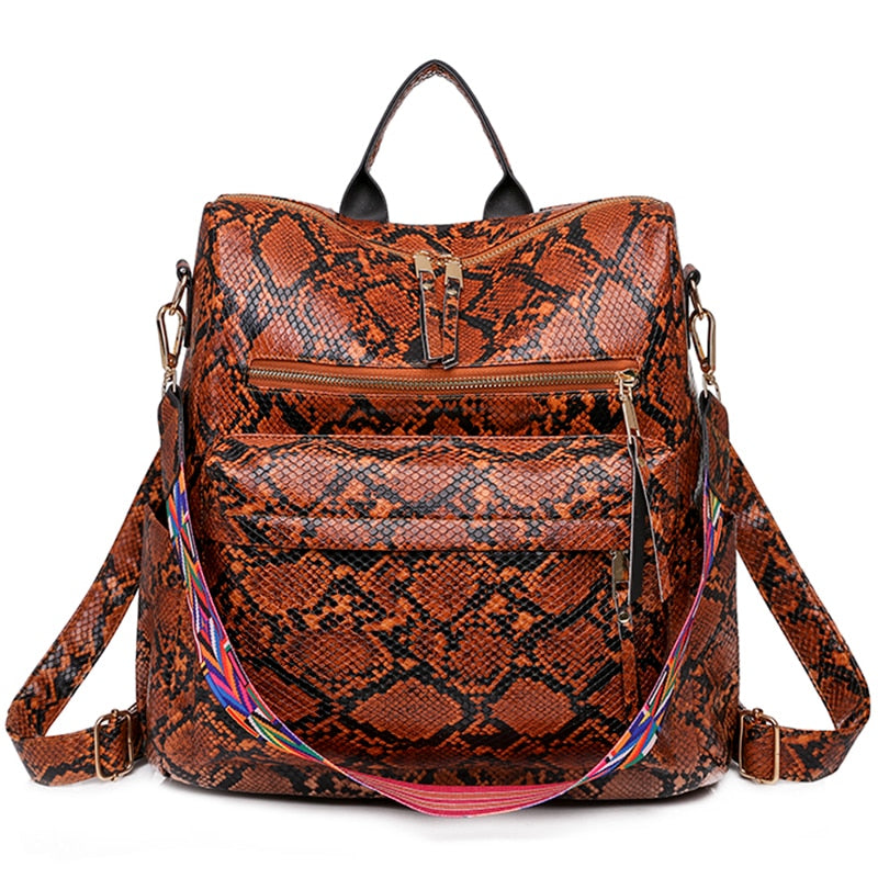 Retro Large Backpack Women PU Leather