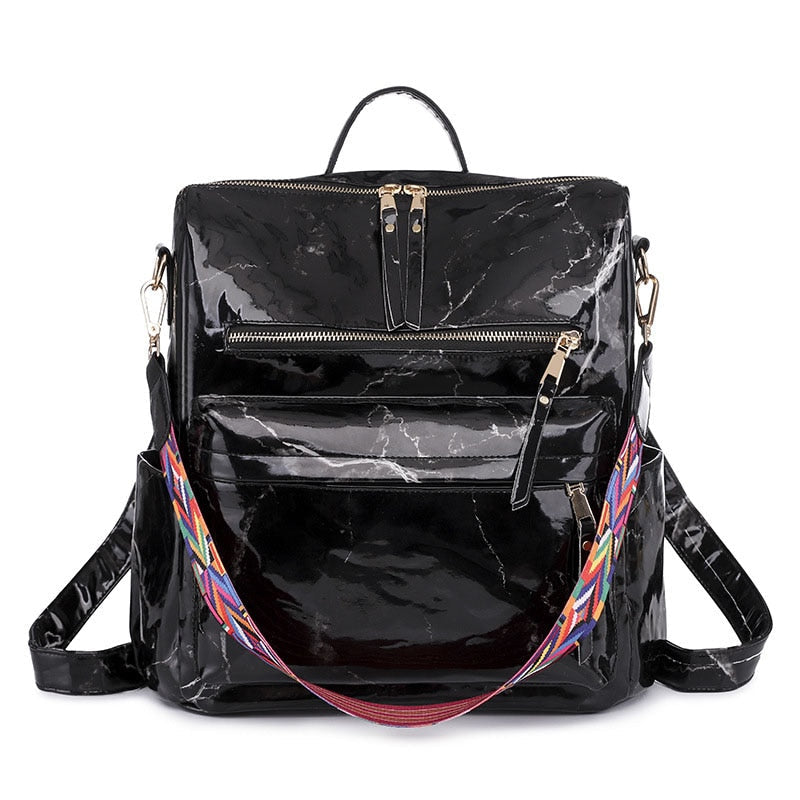 Retro Large Backpack Women PU Leather