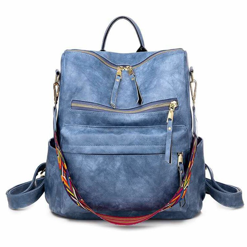 Retro Large Backpack Women PU Leather